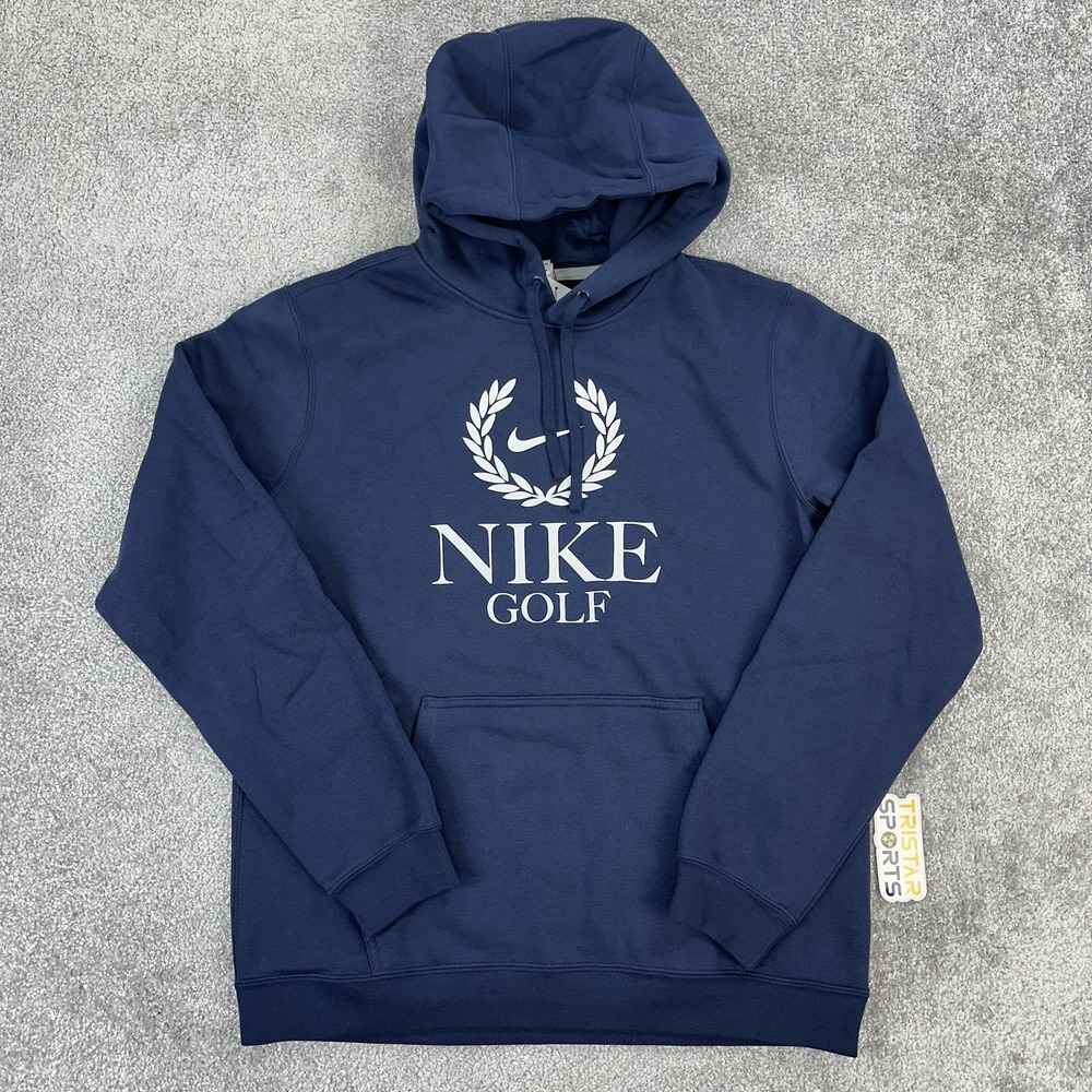 Nike Golf Hoodie Mens Medium Navy Blue Club Fleece Pullover Sweatshirt Swoosh